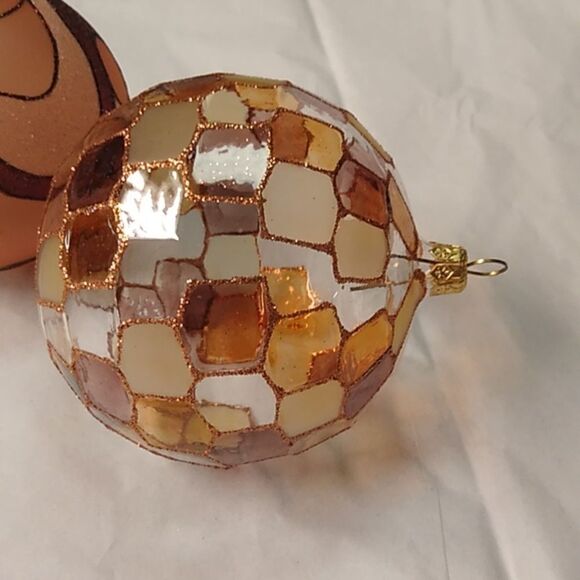 Glass Christmas Ornaments Hand Painted Gold Brown and Bronze colors - Picture 5 of 7